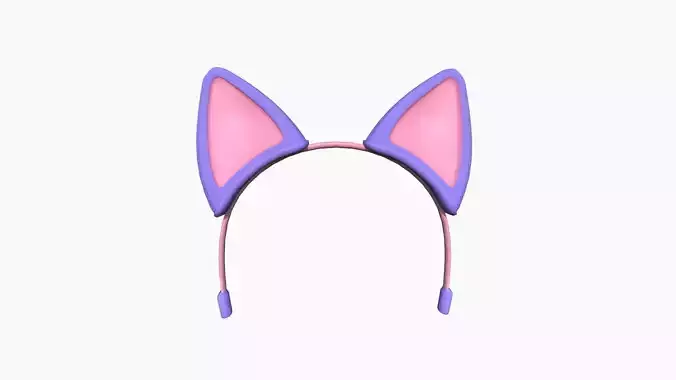 Furry Ears Tiara B08 Purple - Headband Character Design Low-poly 3D model