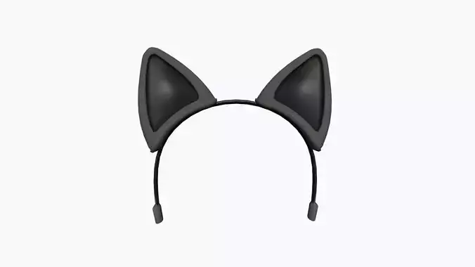 Furry Ears Tiara B09 Full Black - Headband Character Design Low-poly 3D model
