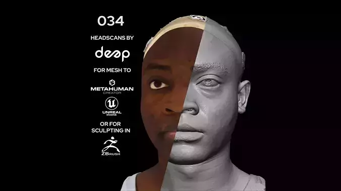 African Male 20s head scan 034 3D model
