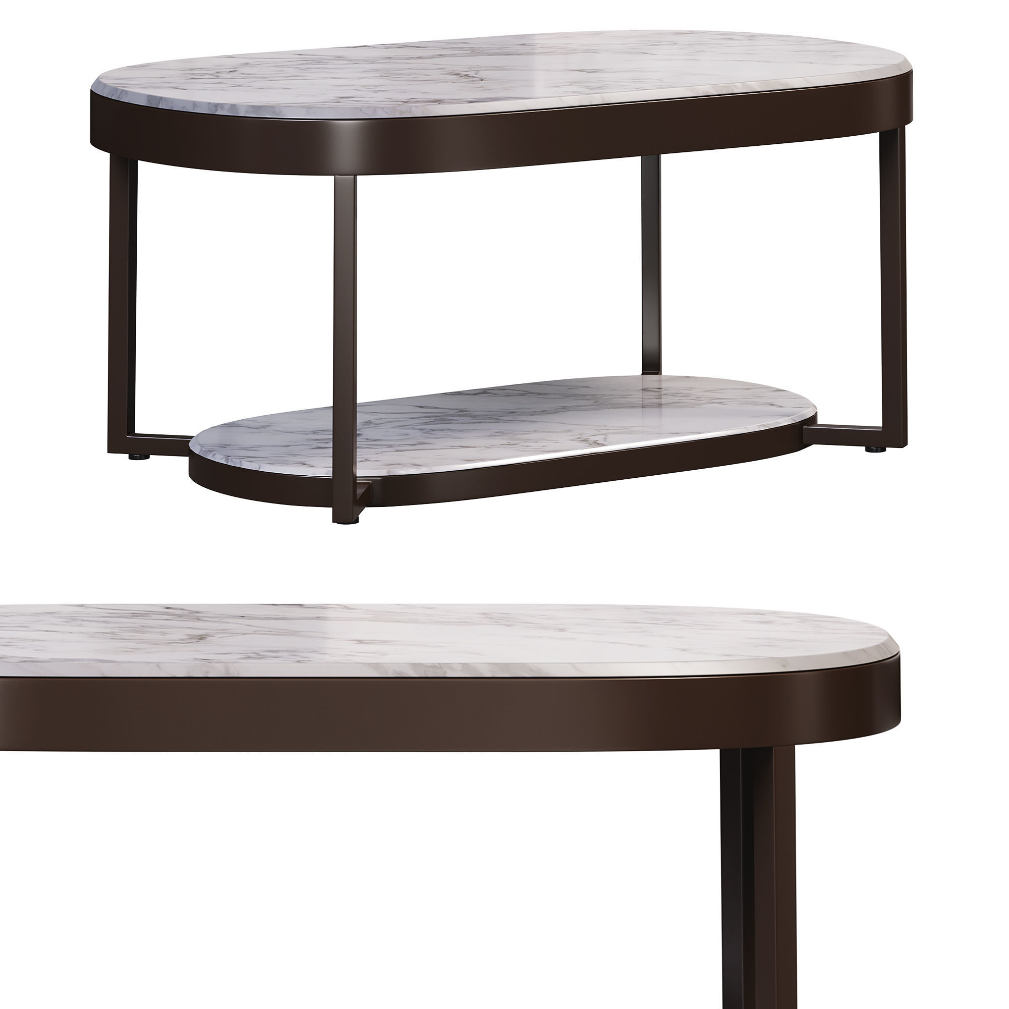 2tiered modern marble coffee table by homary 3D model_1
