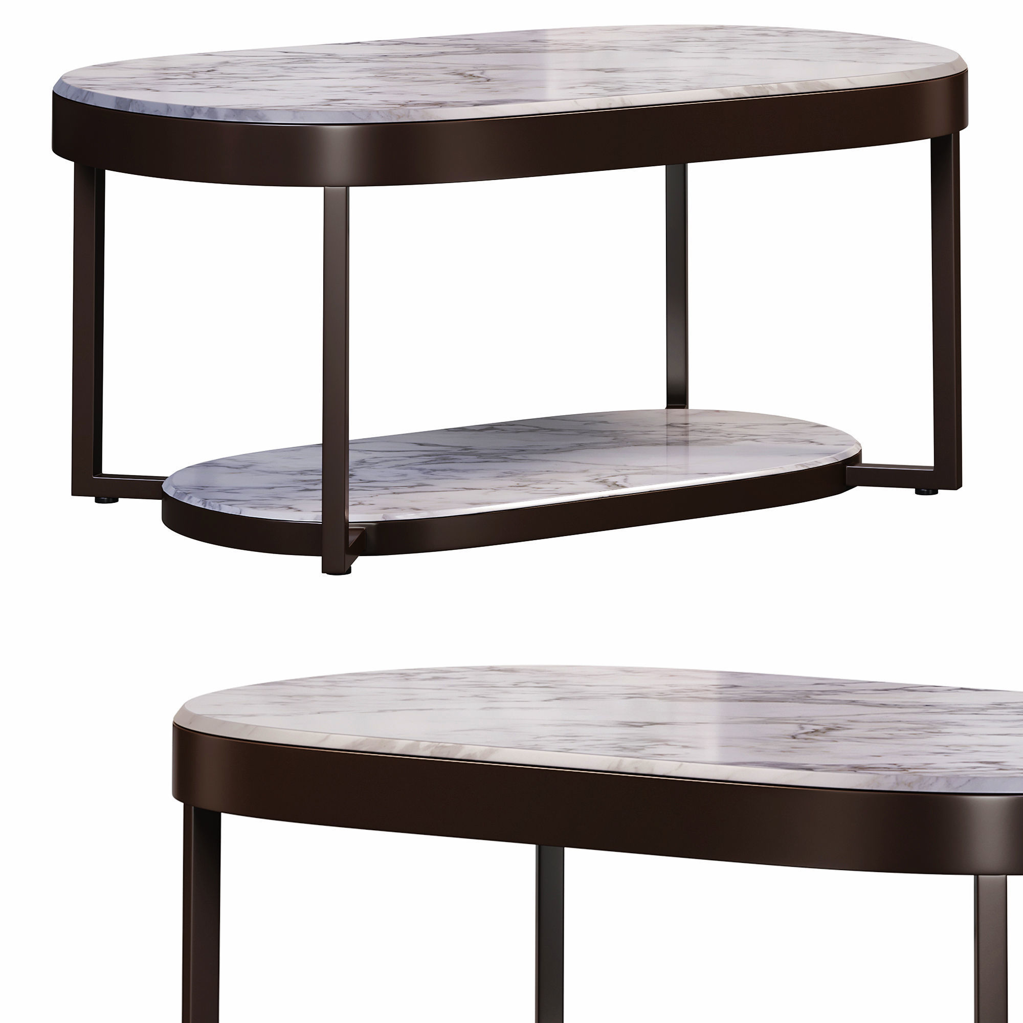 2tiered modern marble coffee table by homary 3D model_2