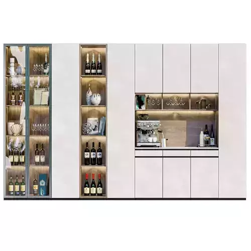 Wardrobe with decor and alcohol