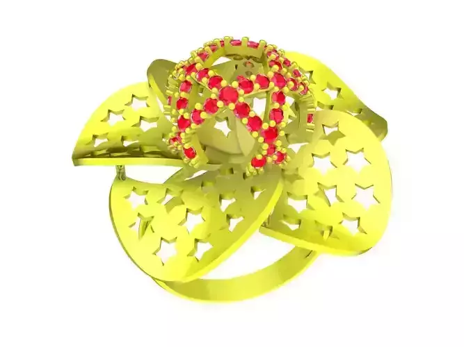 Luxury Star Floral Openwork Ring 3D Model 5747 3D print model