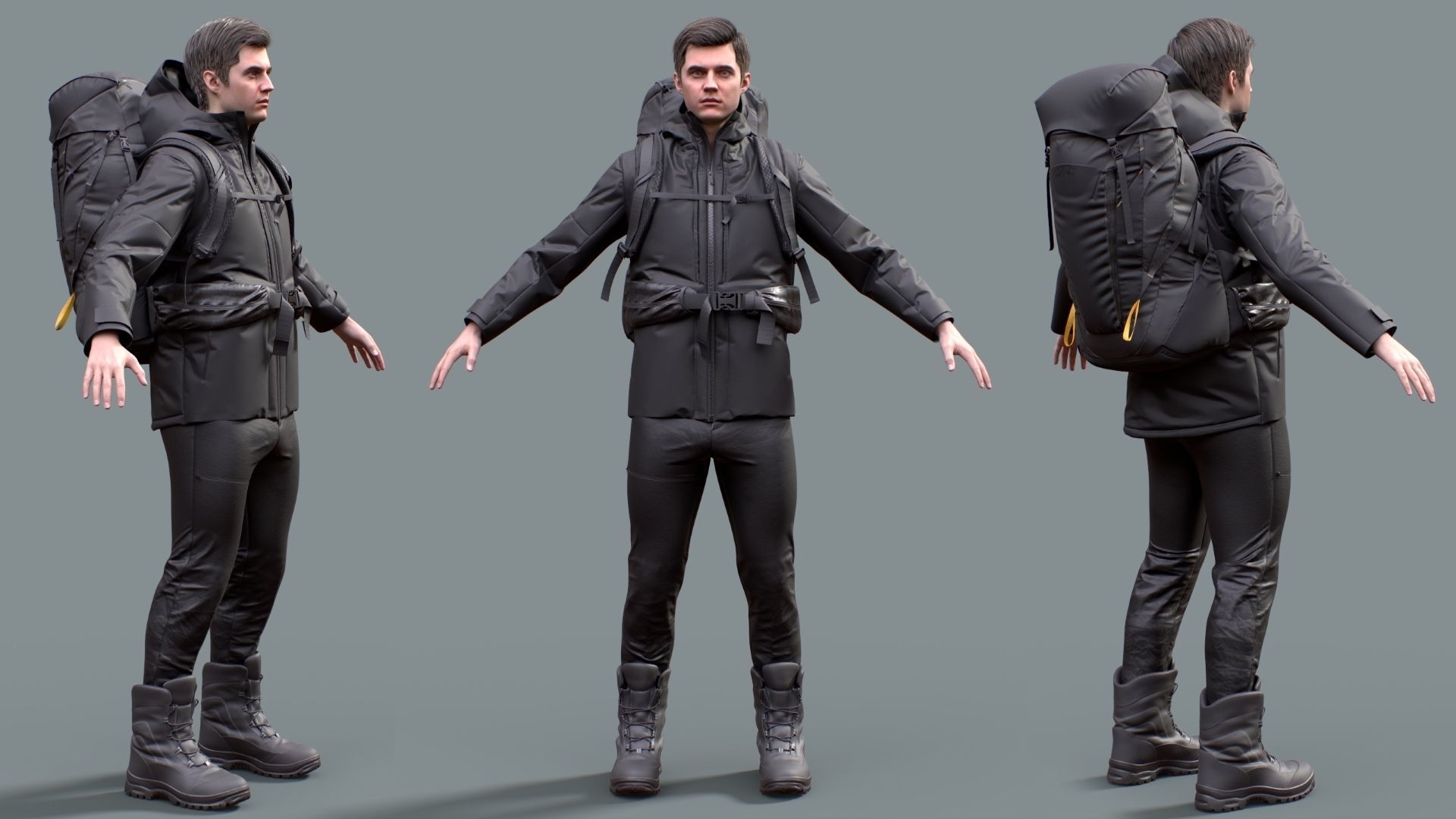 Man Backpacker - Modular - Rigged Low-poly 3D model_4