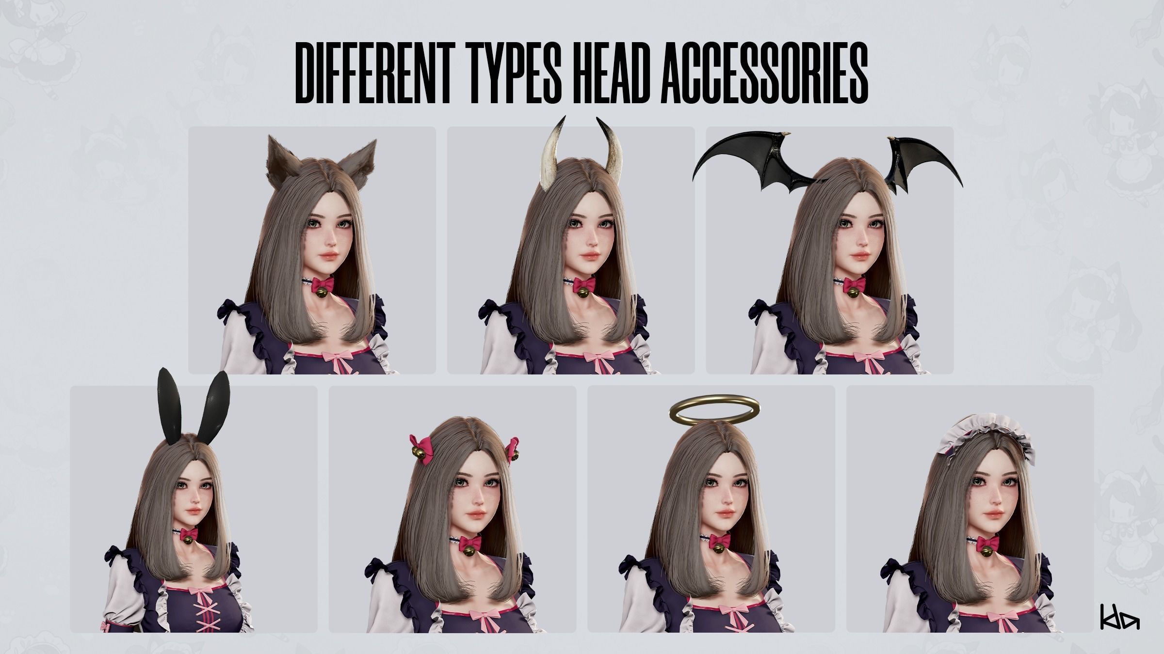 Dress Up Maids - Game Ready Low-poly 3D model_12