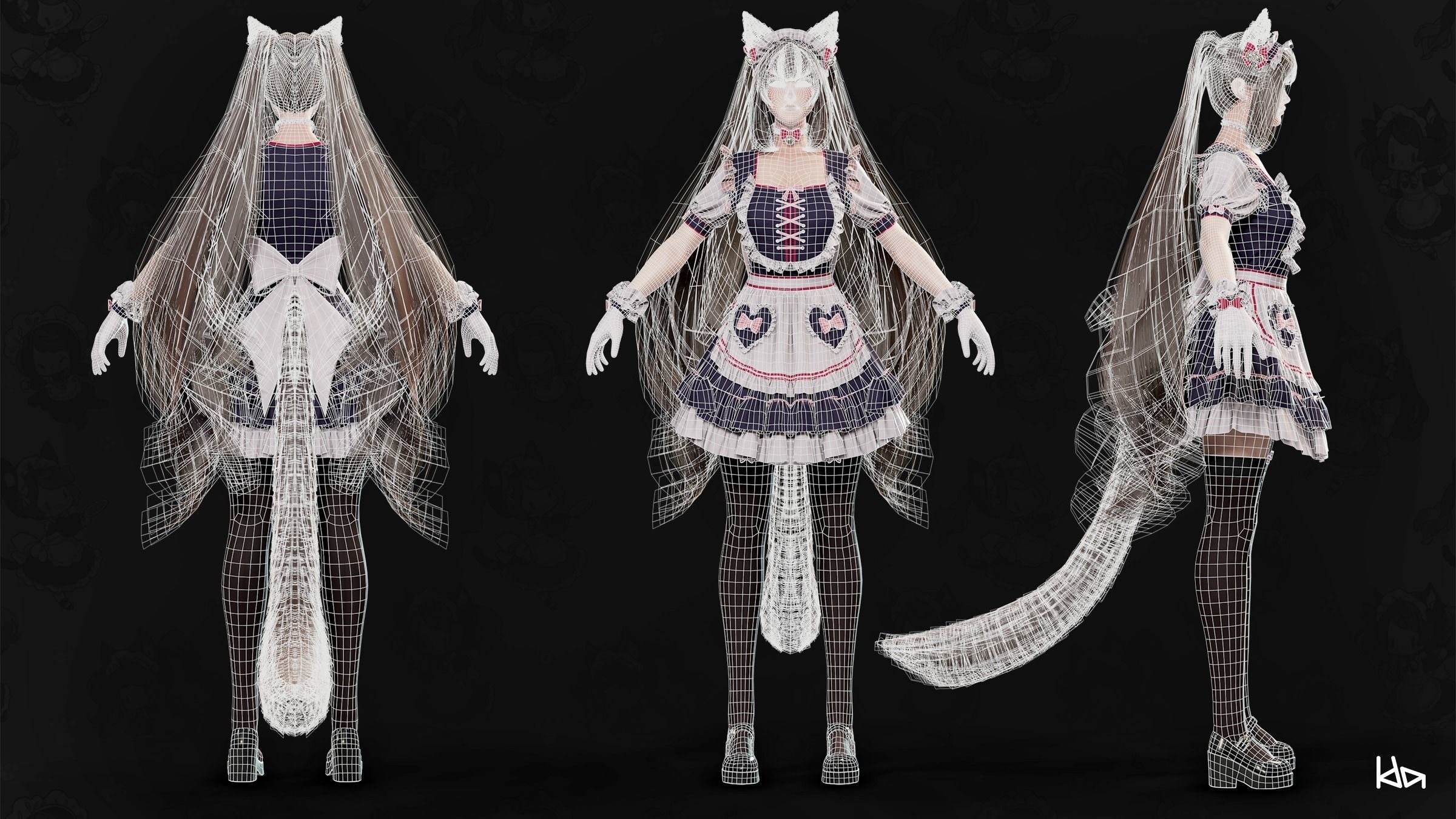 Dress Up Maids - Game Ready Low-poly 3D model_40