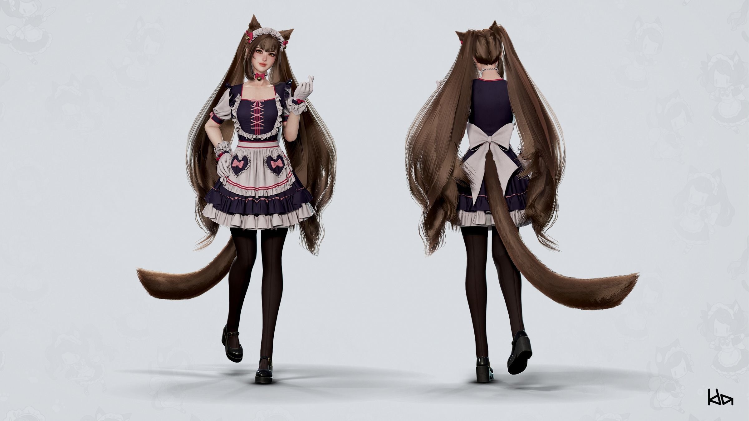 Dress Up Maids - Game Ready Low-poly 3D model_4