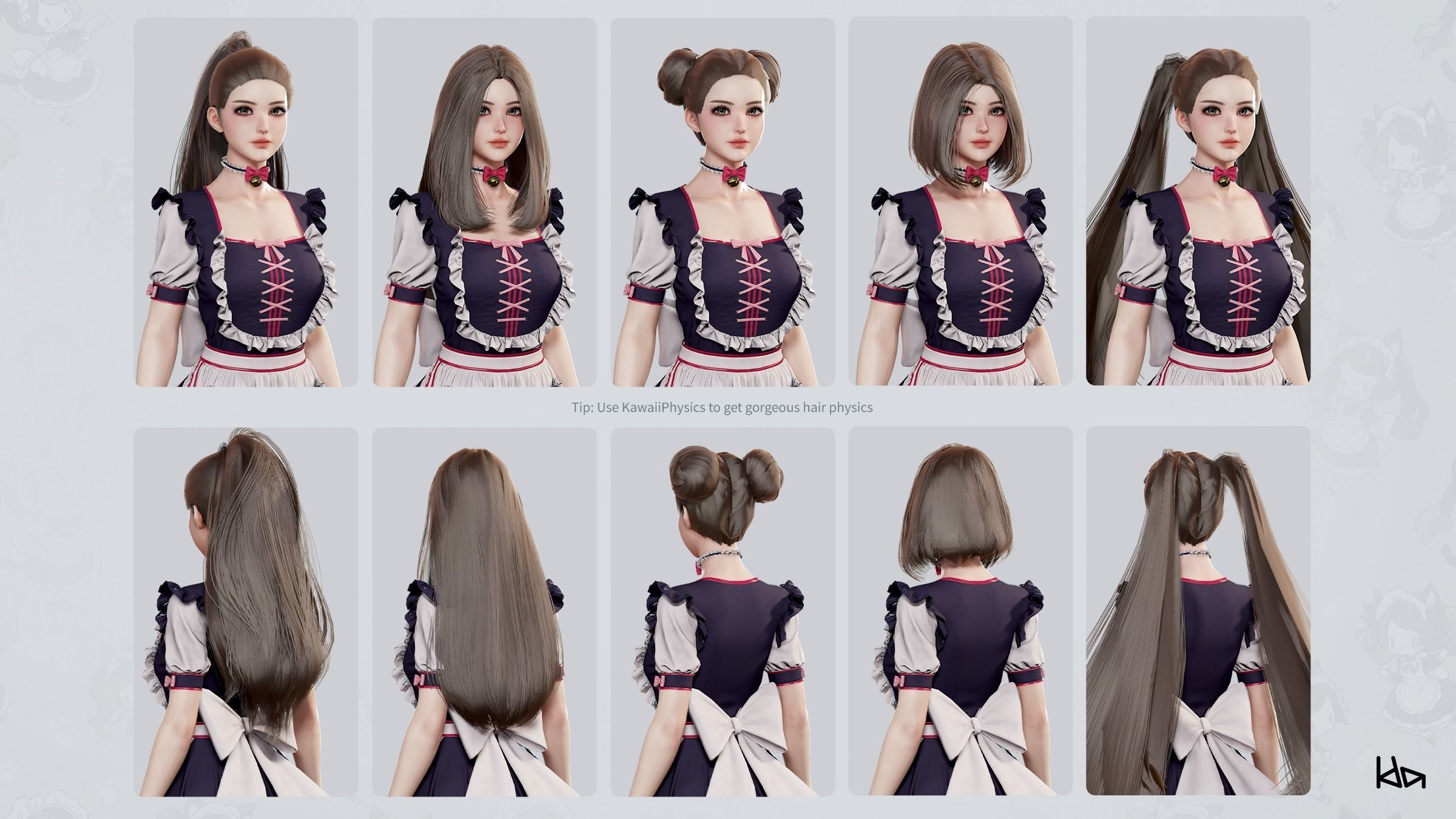 Dress Up Maids - Game Ready Low-poly 3D model_9