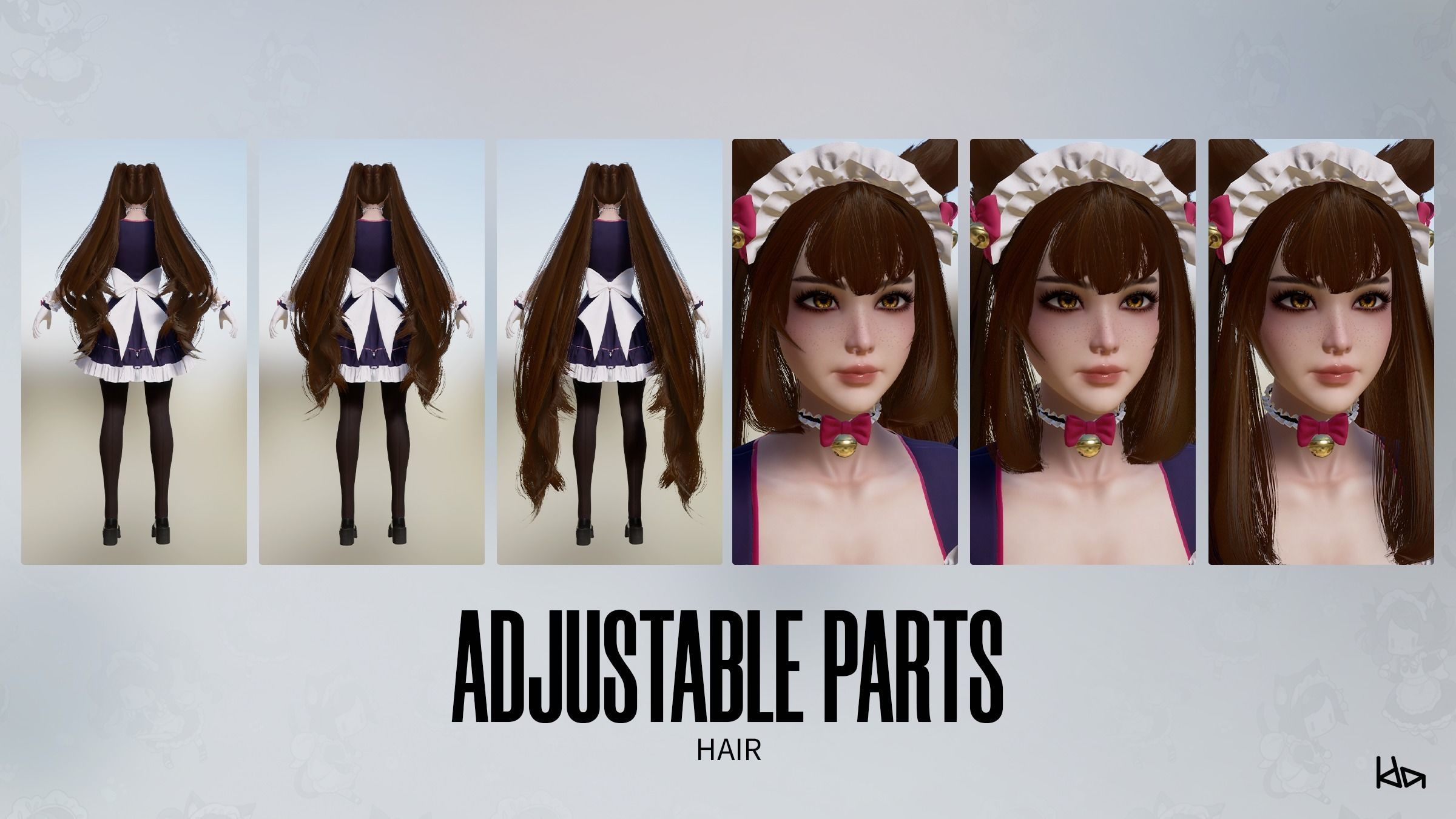 Dress Up Maids - Game Ready Low-poly 3D model_19