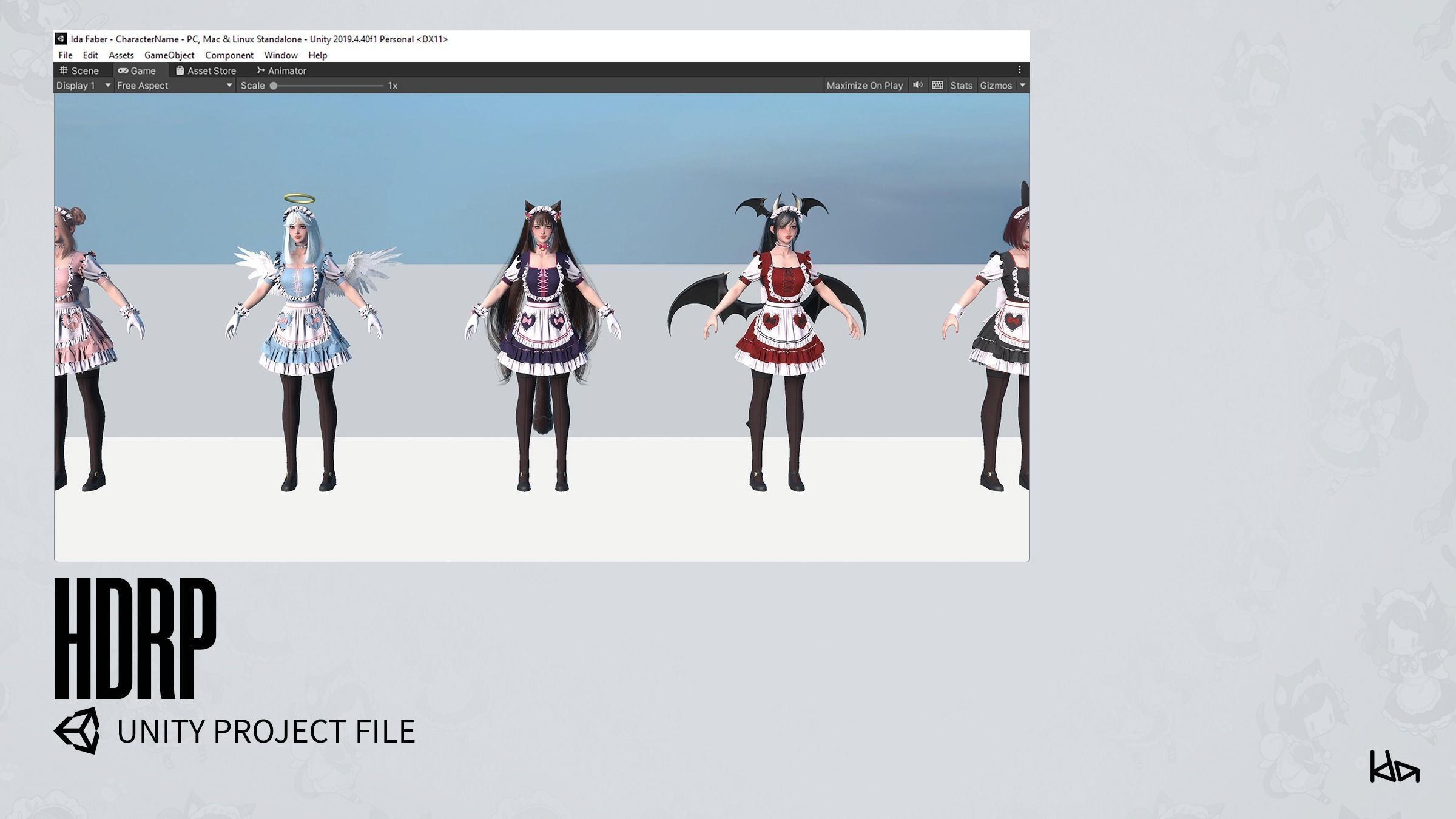 Dress Up Maids - Game Ready Low-poly 3D model_35