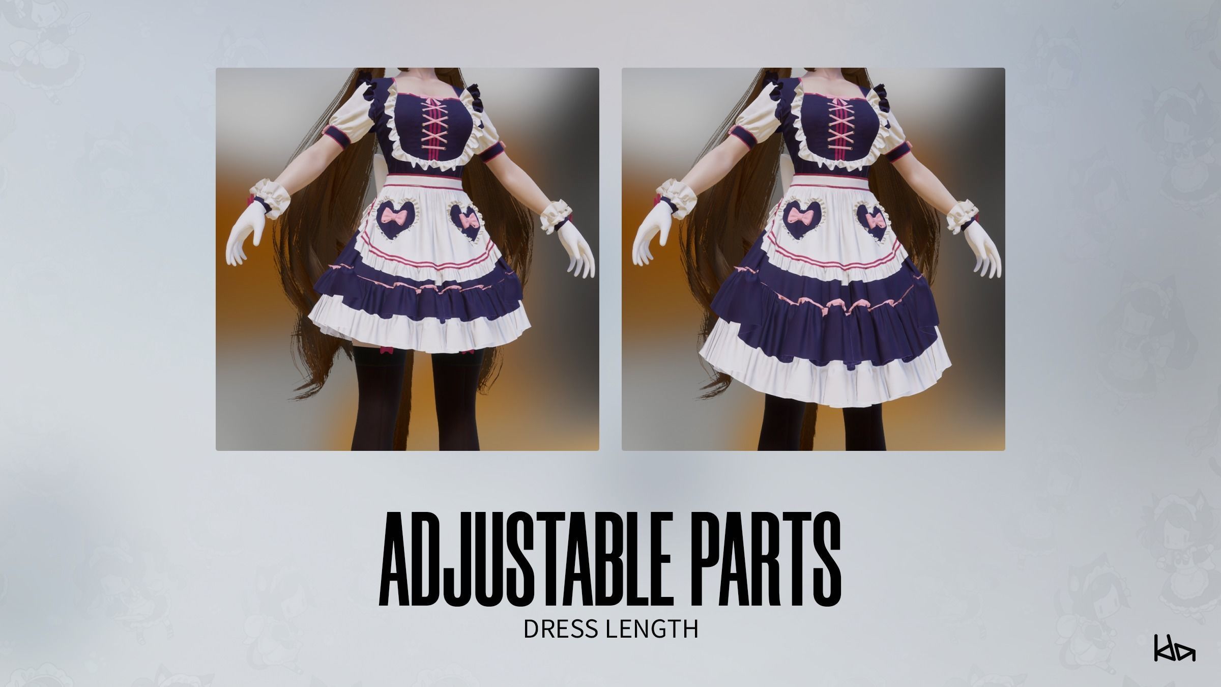Dress Up Maids - Game Ready Low-poly 3D model_17