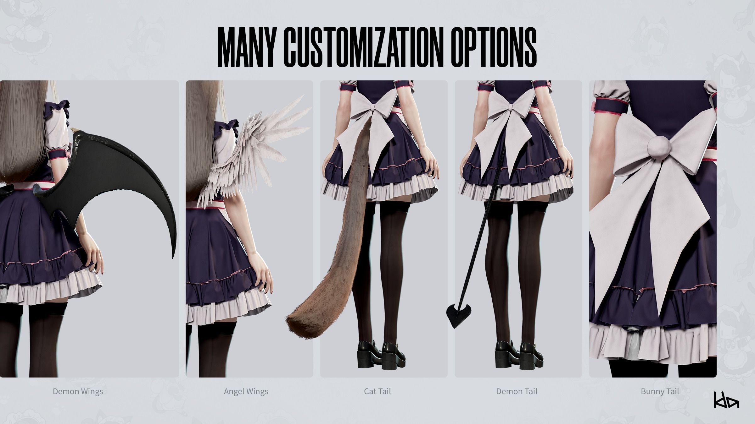 Dress Up Maids - Game Ready Low-poly 3D model_10