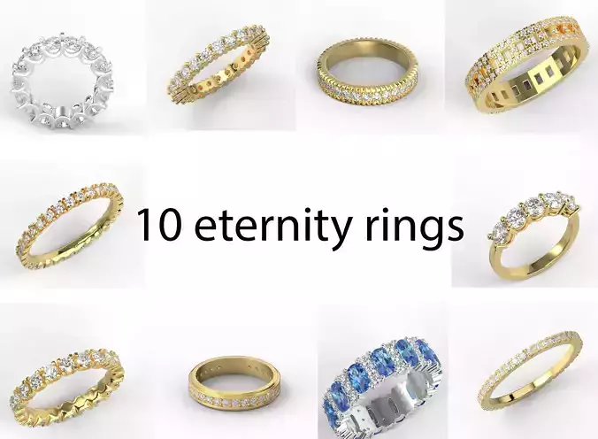 CAD 10 eternity rings jewellery pack 3D print 3D Model Collection