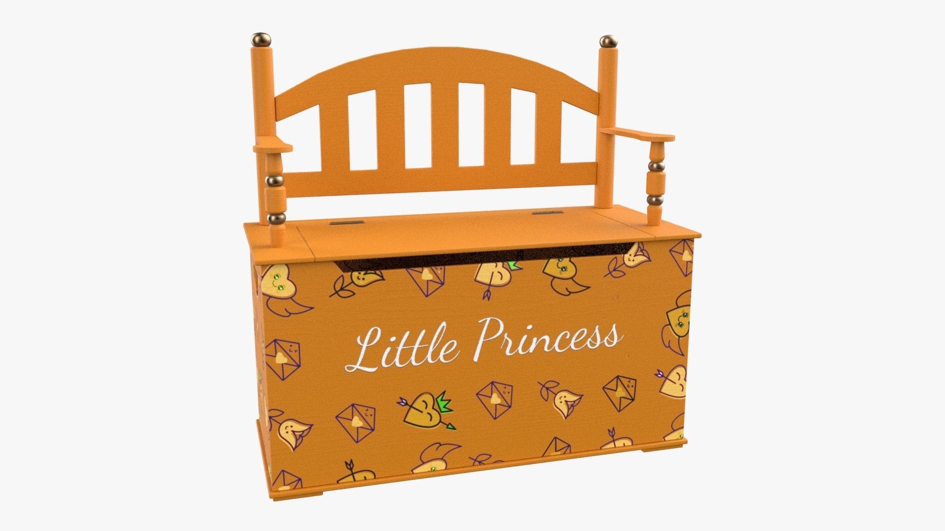 Kid Toy Box Child Throne Sticker Orange 3D model_1
