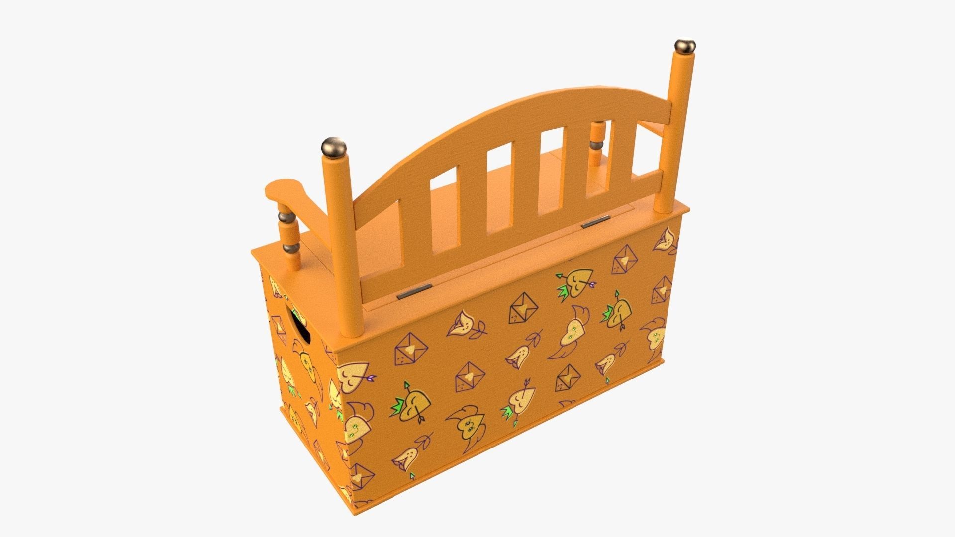 Kid Toy Box Child Throne Sticker Orange 3D model_3
