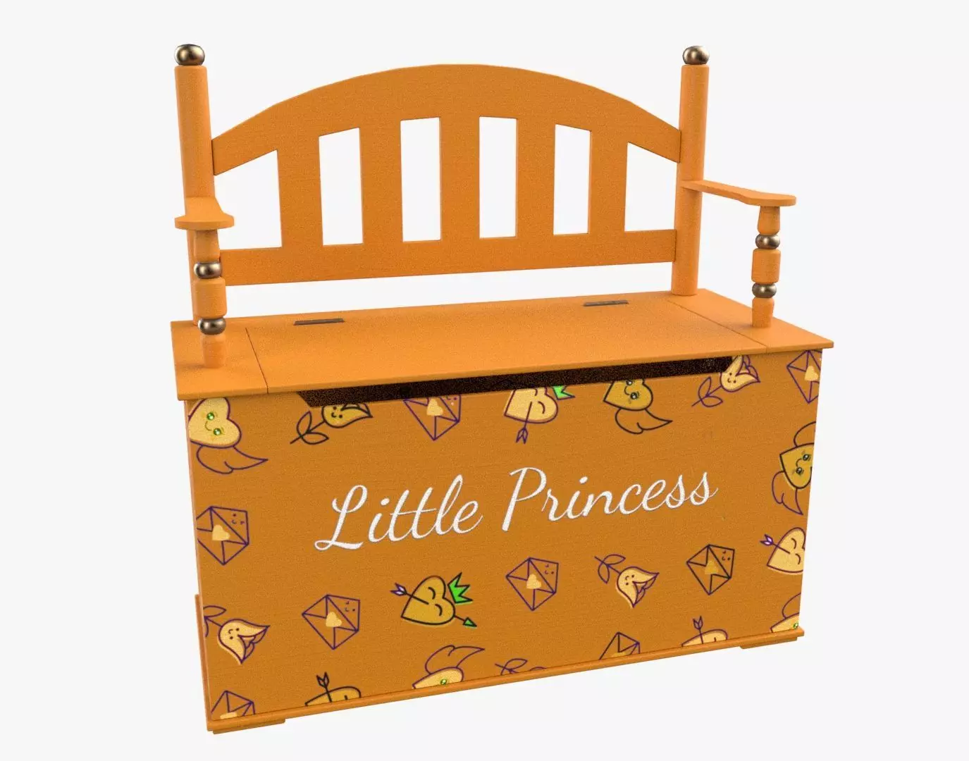 Kid Toy Box Child Throne Sticker Orange 3D model_0