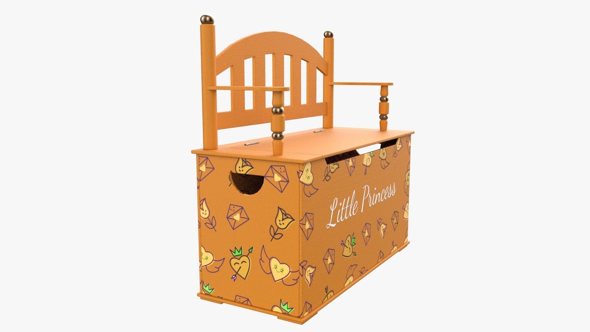 Kid Toy Box Child Throne Sticker Orange 3D model_4