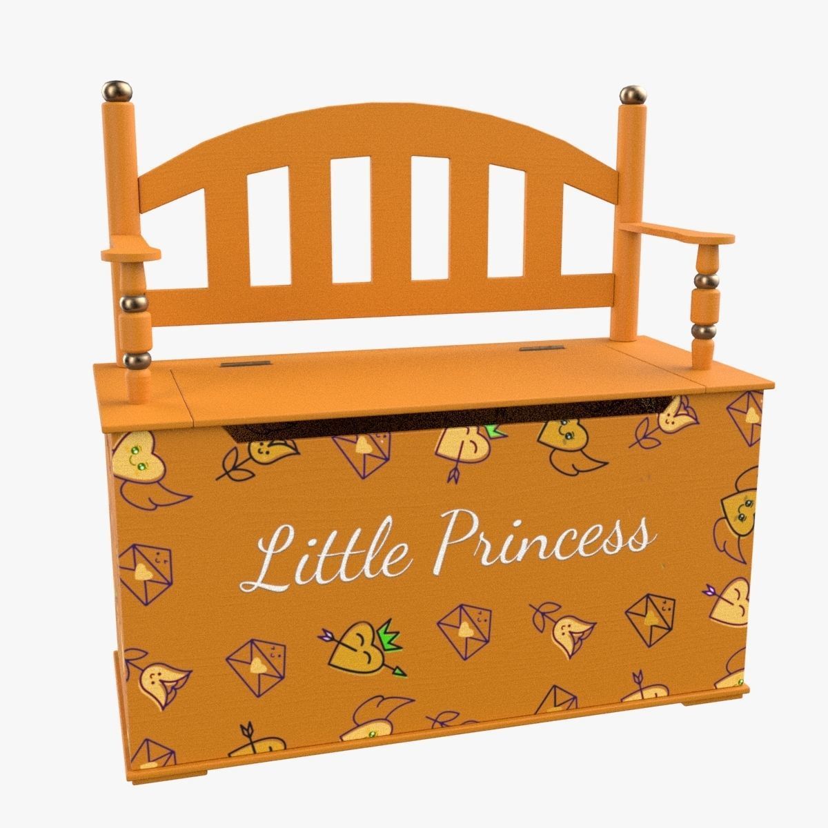 Kid Toy Box Child Throne Sticker Orange 3D model_21
