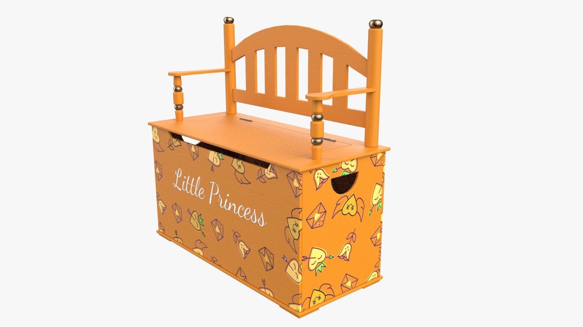 Kid Toy Box Child Throne Sticker Orange 3D model_2