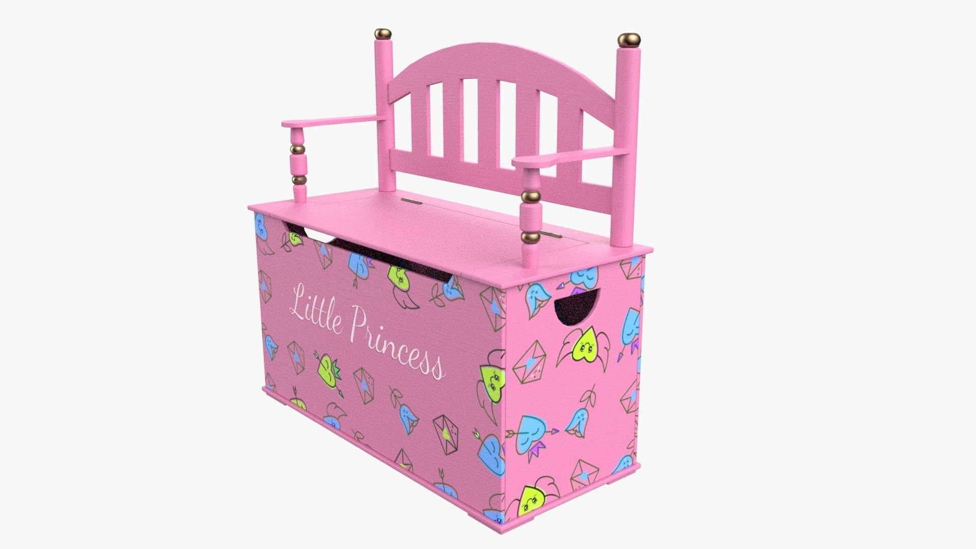 Kid Toy Box Child Throne Sticker Pink 3D model_2