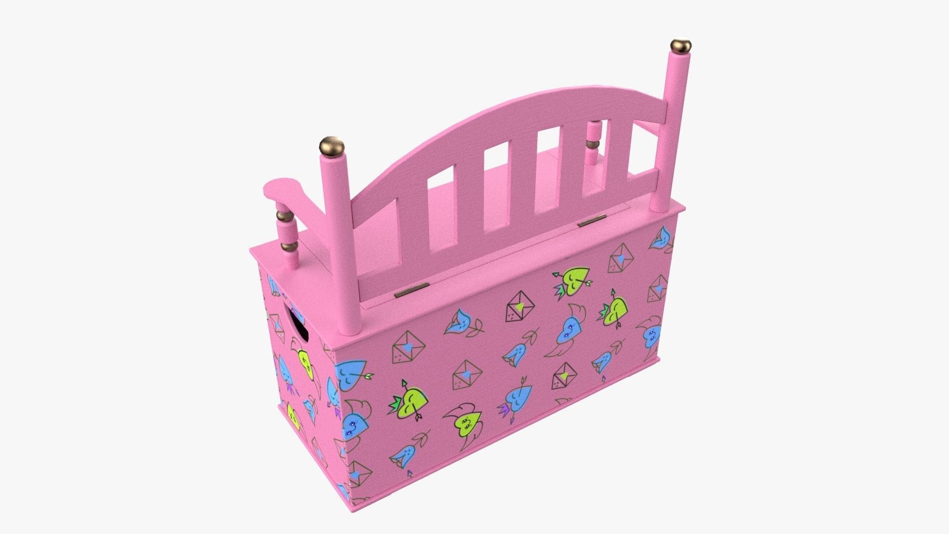 Kid Toy Box Child Throne Sticker Pink 3D model_3