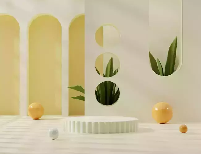 Empty space podium display for product mockup natural background