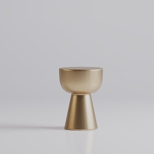 Satin gold metal side table 3D model