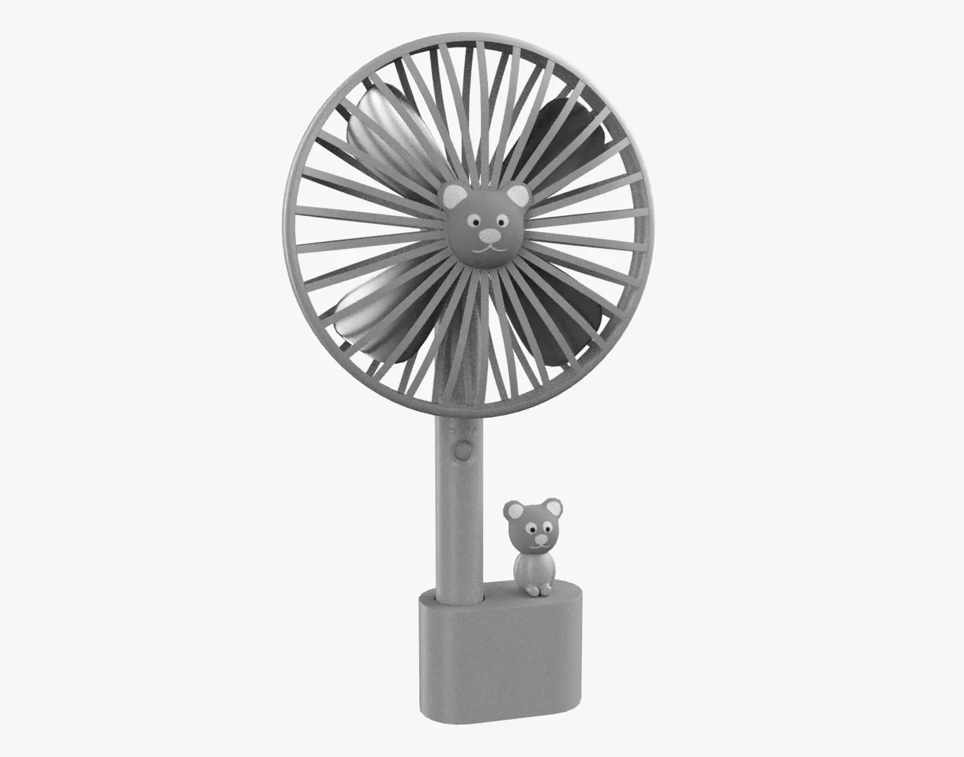 Electric Fan Child Toy Fan Bear Fan White 3D model