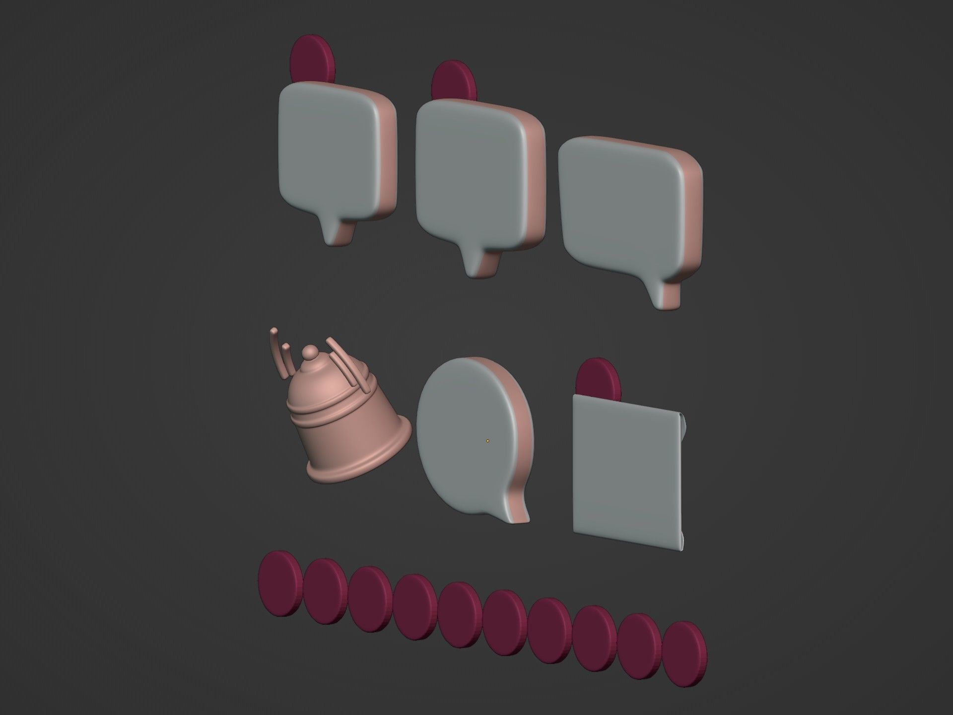 Cartoon Icons Pack Low-poly 3D model_7