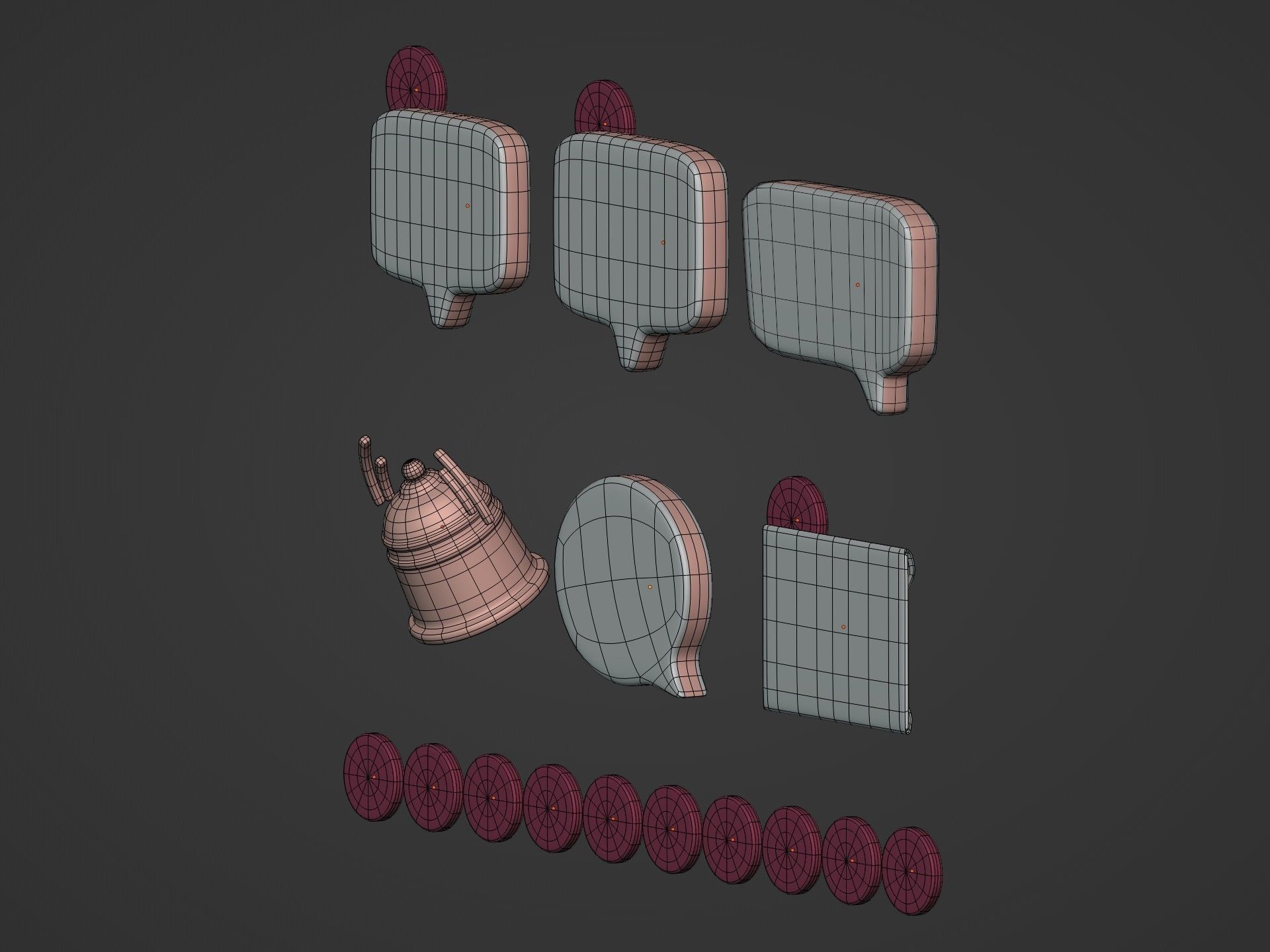 Cartoon Icons Pack Low-poly 3D model_8