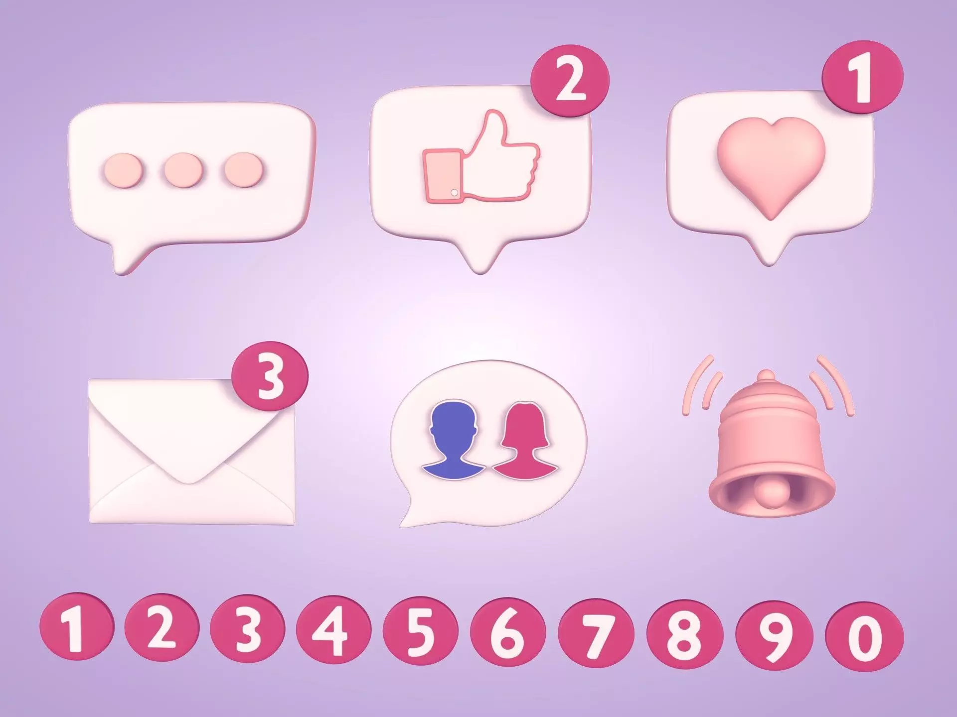 Cartoon Icons Pack Low-poly 3D model_0