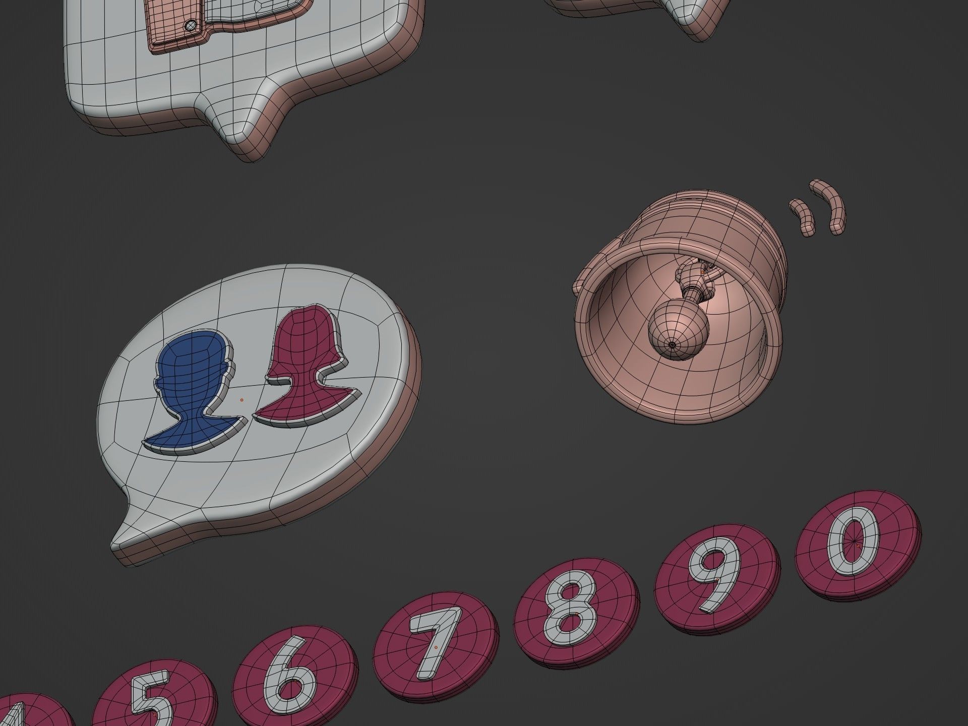 Cartoon Icons Pack Low-poly 3D model_10