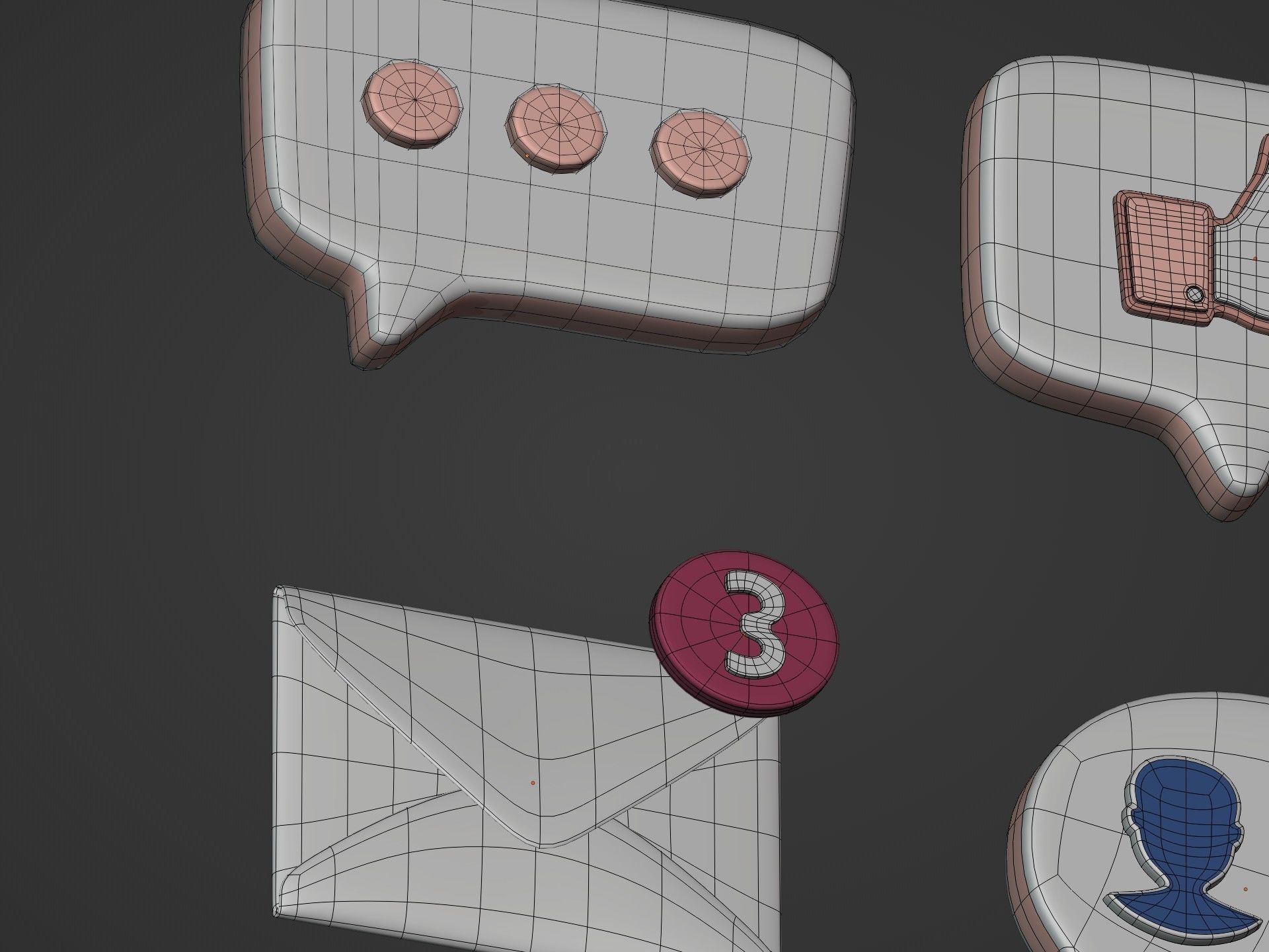 Cartoon Icons Pack Low-poly 3D model_11