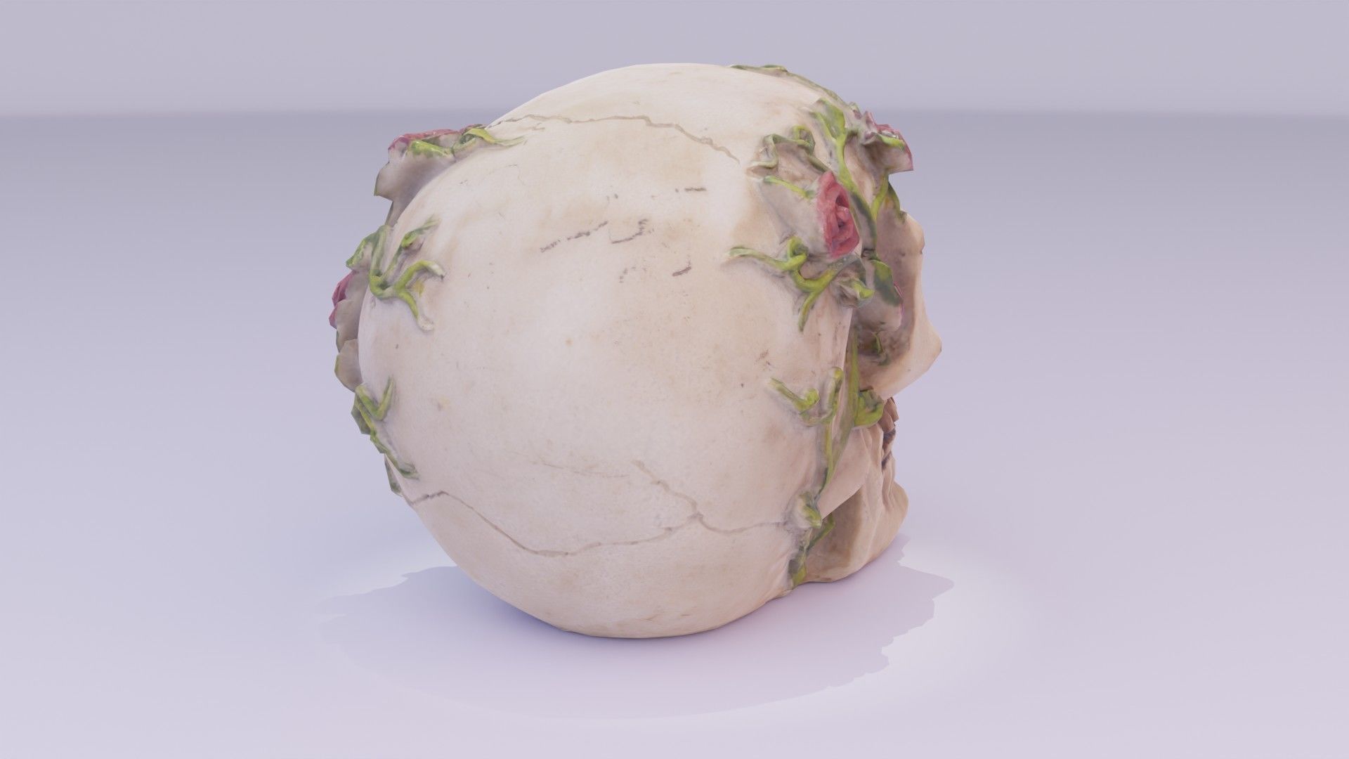 Skull with roses Low-poly 3D model_16