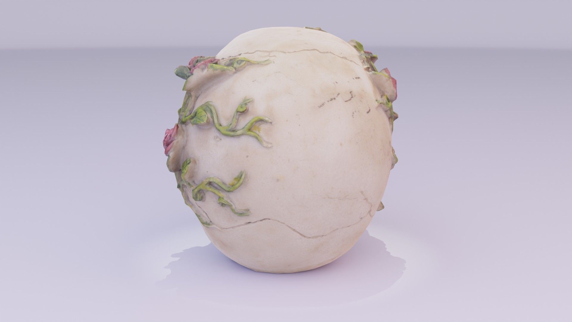 Skull with roses Low-poly 3D model_17