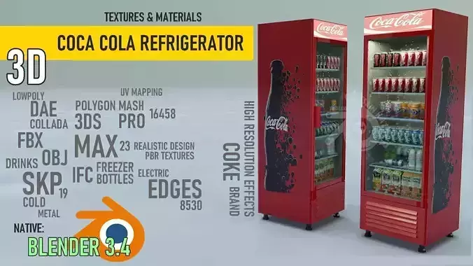 Coke Refrigerator Low-poly 3D model