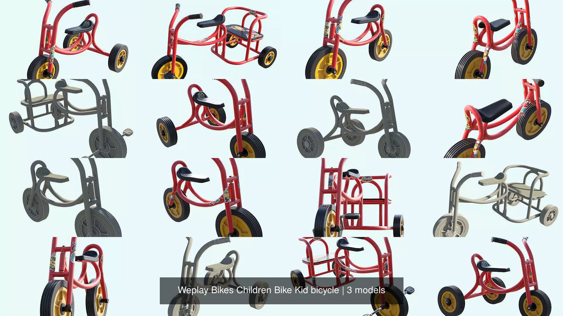 Weplay Bikes Children Bike Kid bicycle 3D Model Collection_0