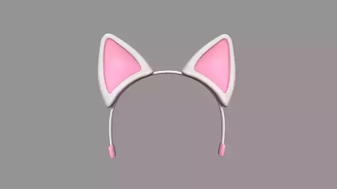 Furry Ears Tiara B06 White - Headband Character Design Low-poly 3D model