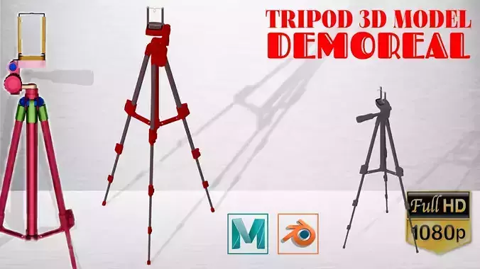 3D Tripod Low-poly 3D model