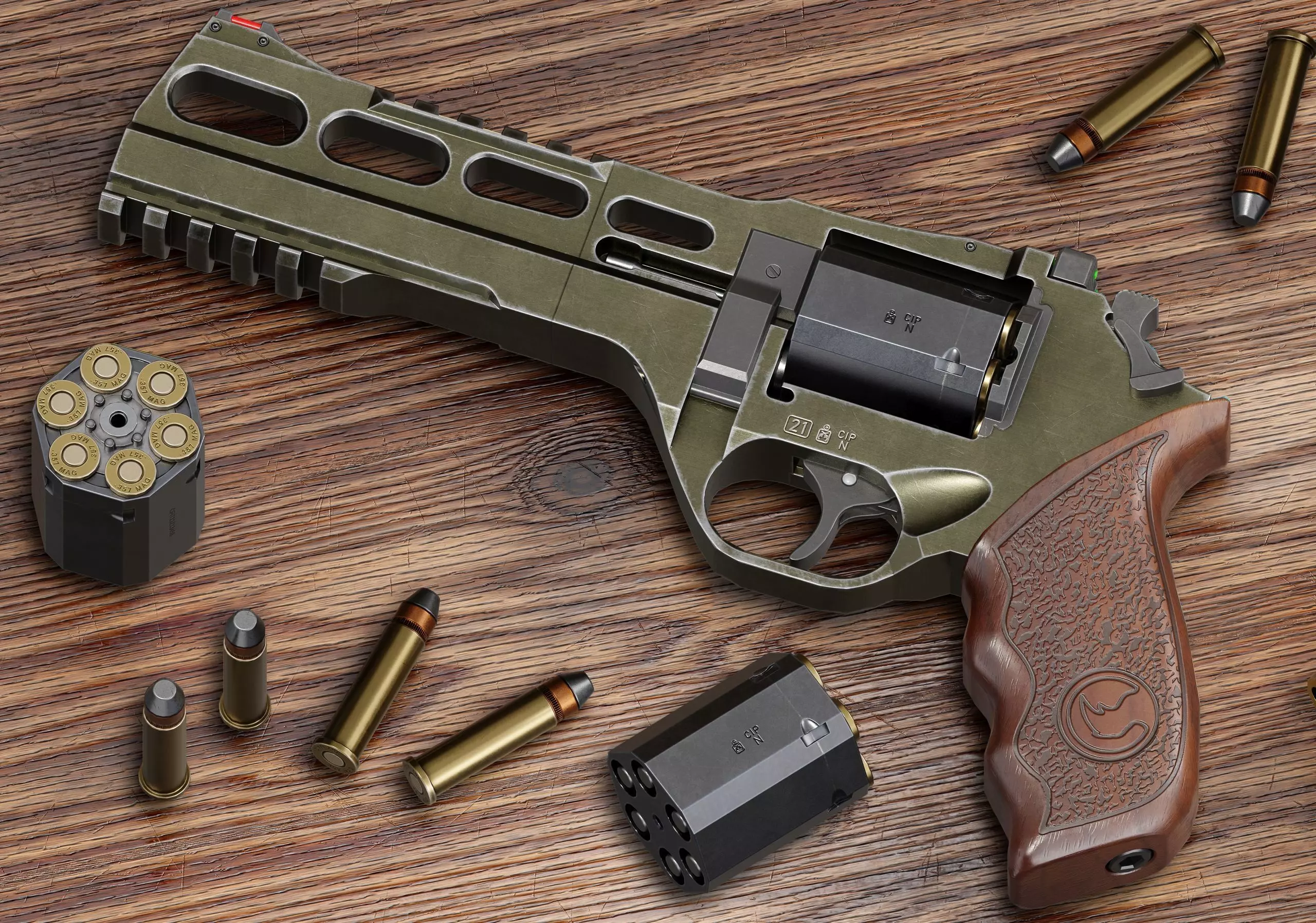 Rhino 60DS Revolver Low-poly 3D model_0