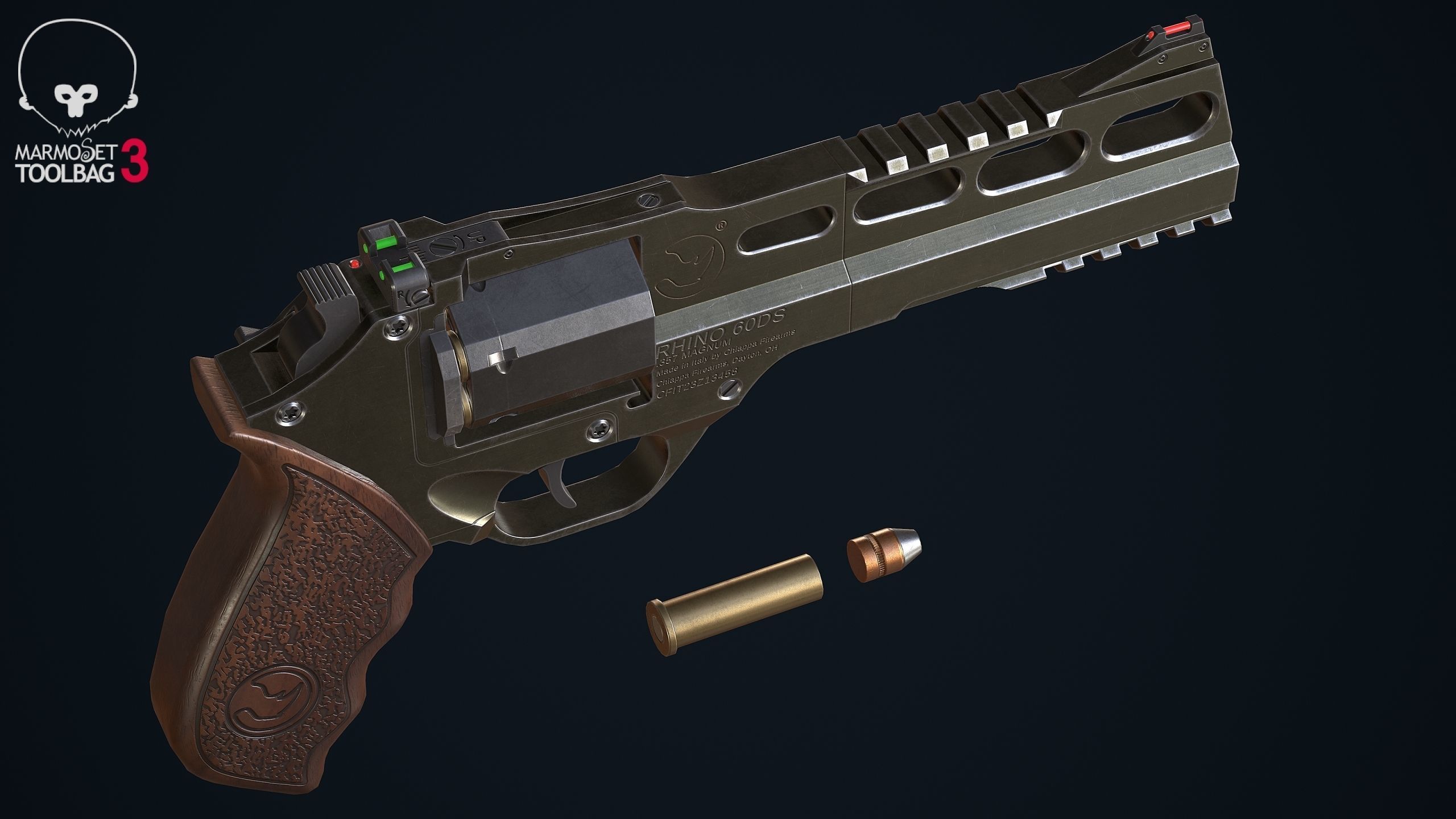 Rhino 60DS Revolver Low-poly 3D model_8