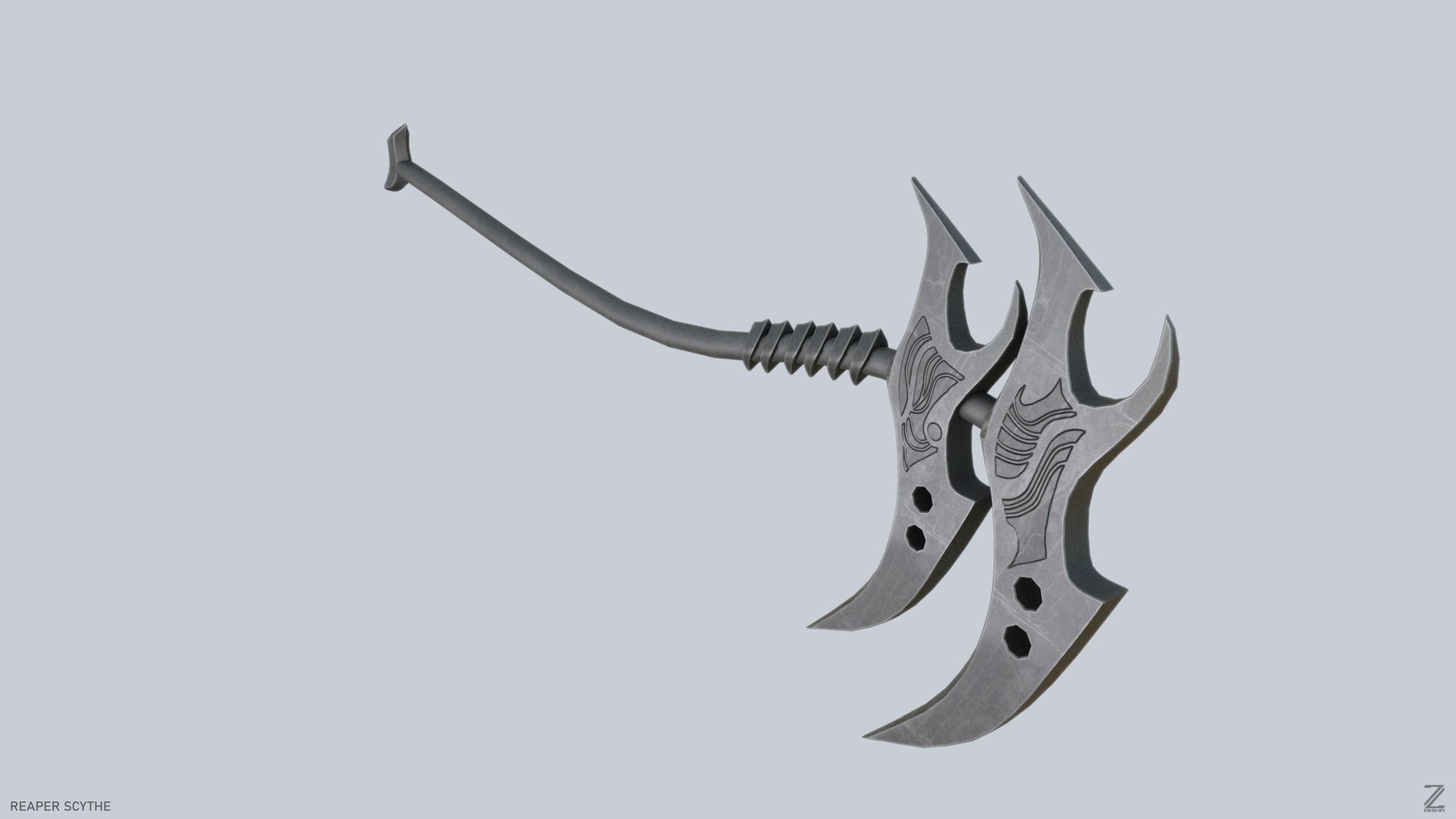 Reaper scythe Low-poly 3D model_8