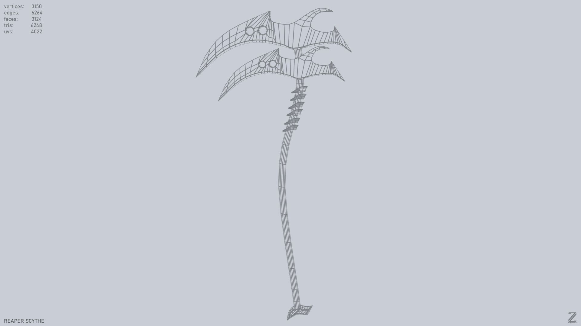 Reaper scythe Low-poly 3D model_3