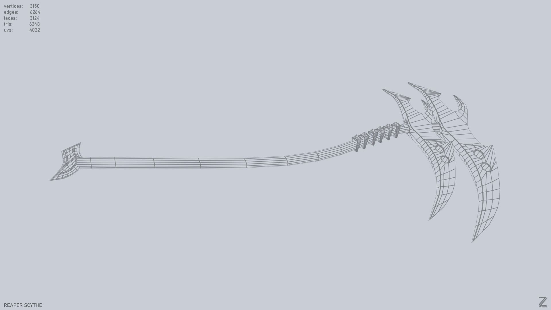 Reaper scythe Low-poly 3D model_13