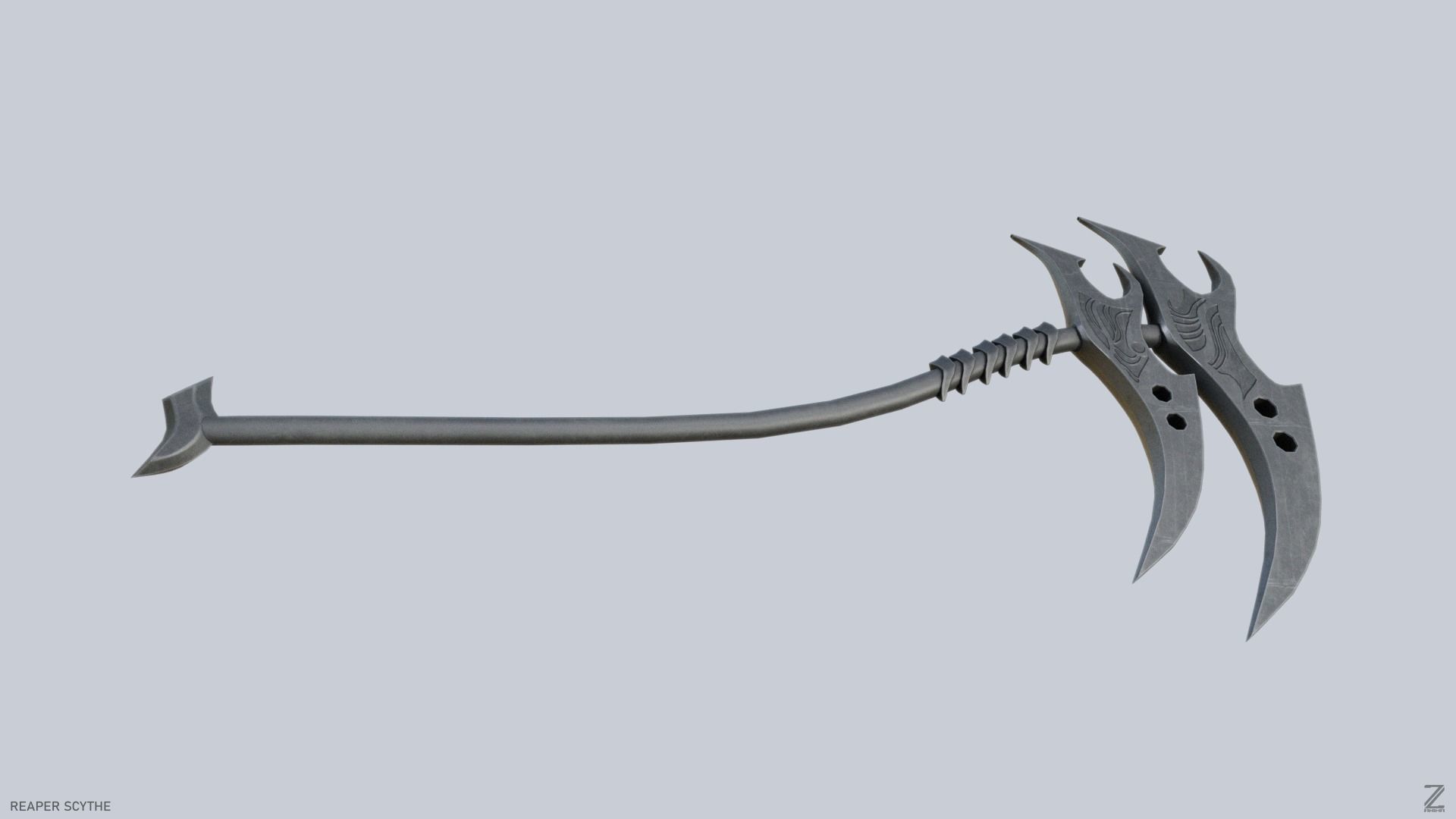 Reaper scythe Low-poly 3D model_7