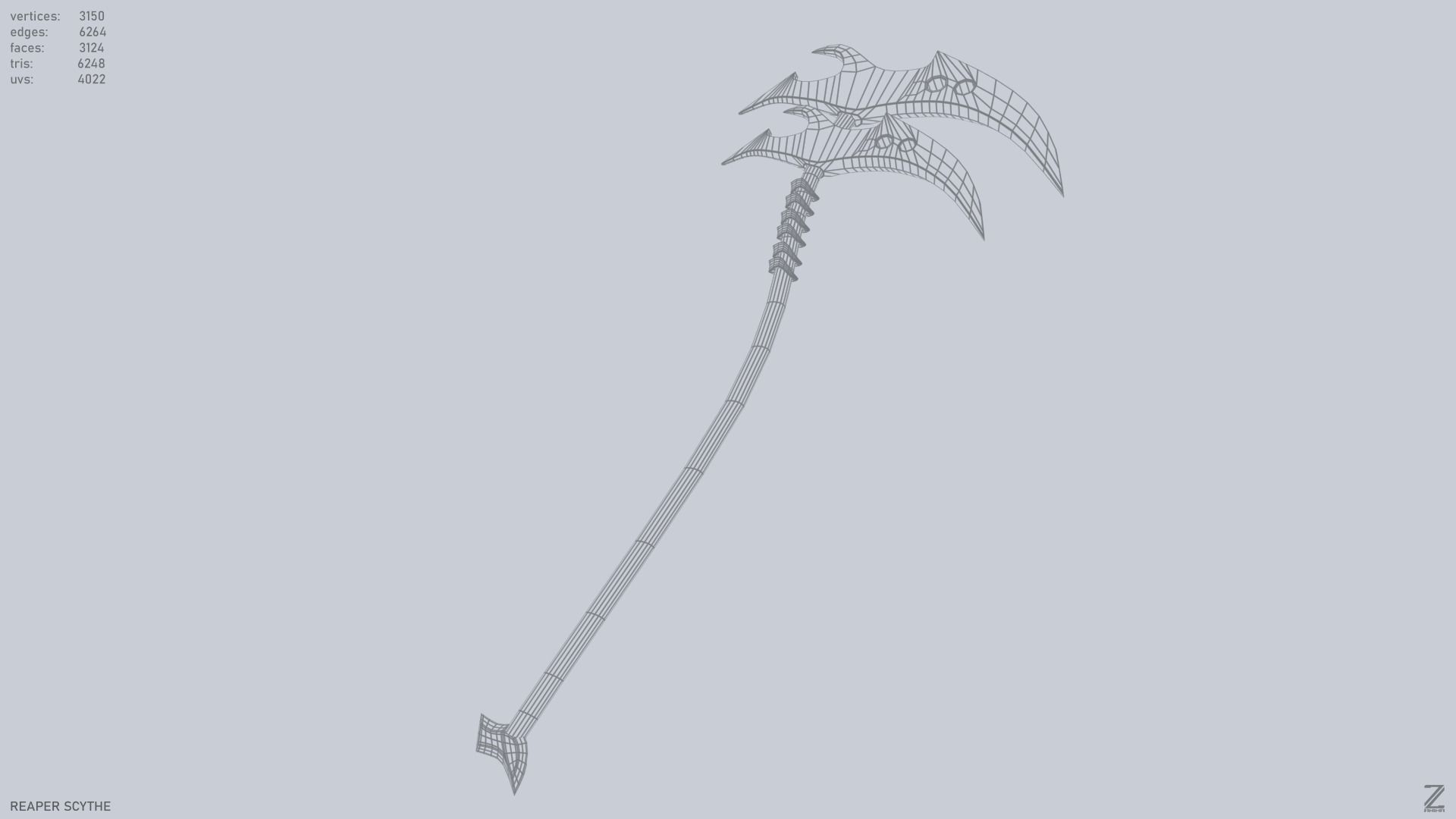 Reaper scythe Low-poly 3D model_12