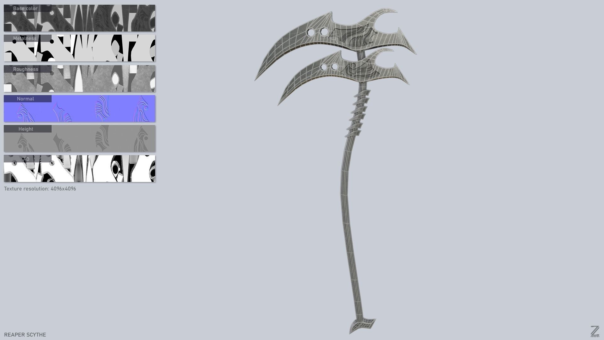 Reaper scythe Low-poly 3D model_2