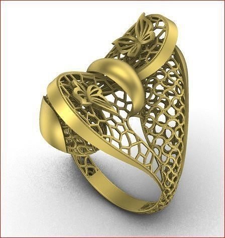 02 Lace style gold ring 3D print model Free 3D print model