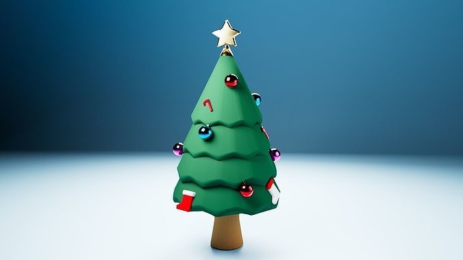Cartoon Christmas Tree Low-poly 3D model