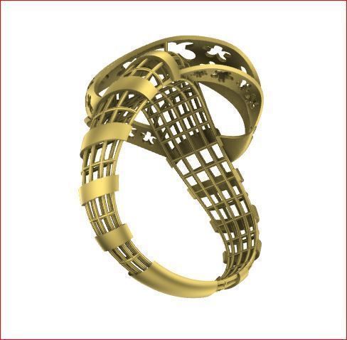 03 Lace style gold ring 3D print model 3D print model_3